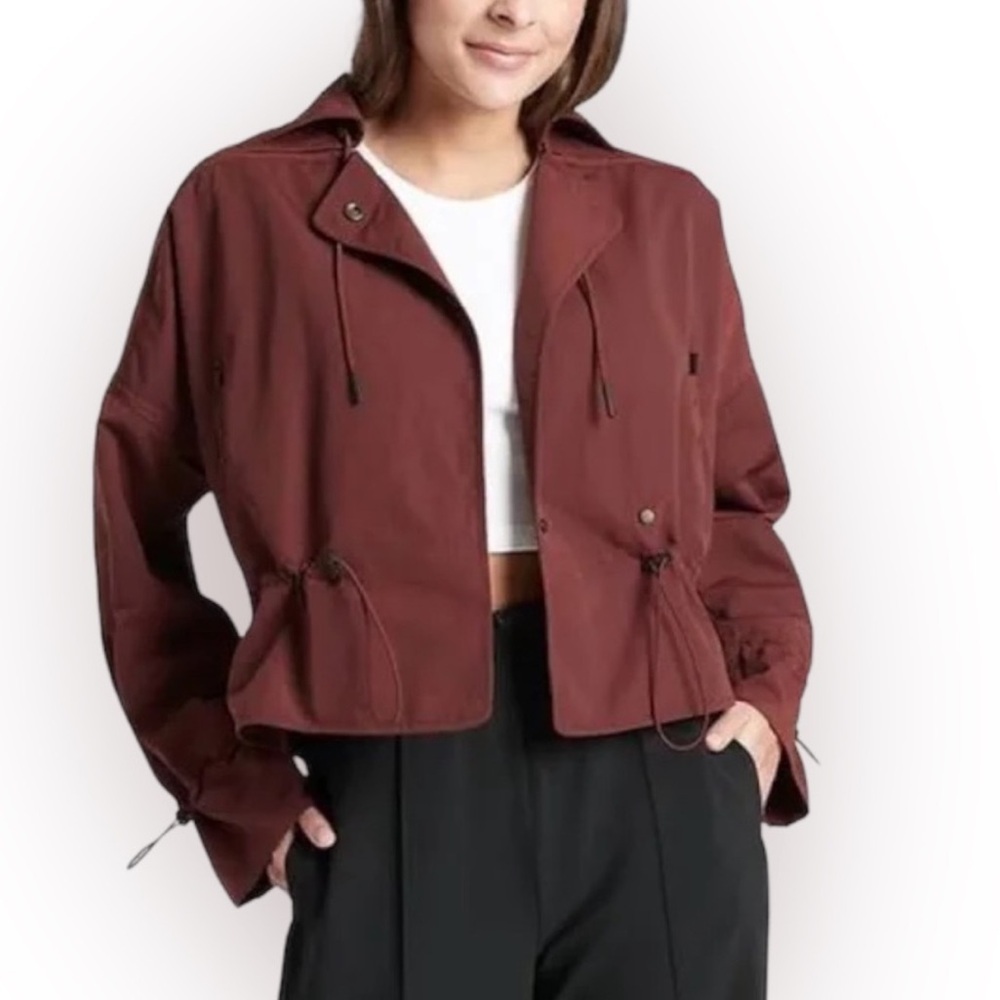 Athleta Women’s Burgundy Maroon Acadia Jacket Cognac Water Resistant Size Large